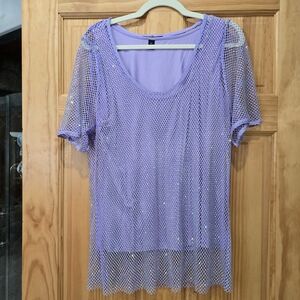 Lilac Mesh Short Sleeve Top